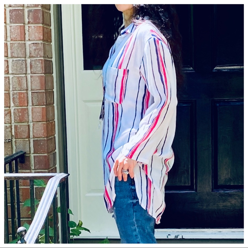 Chic white loose fit striped tunic - Picture 7 of 10